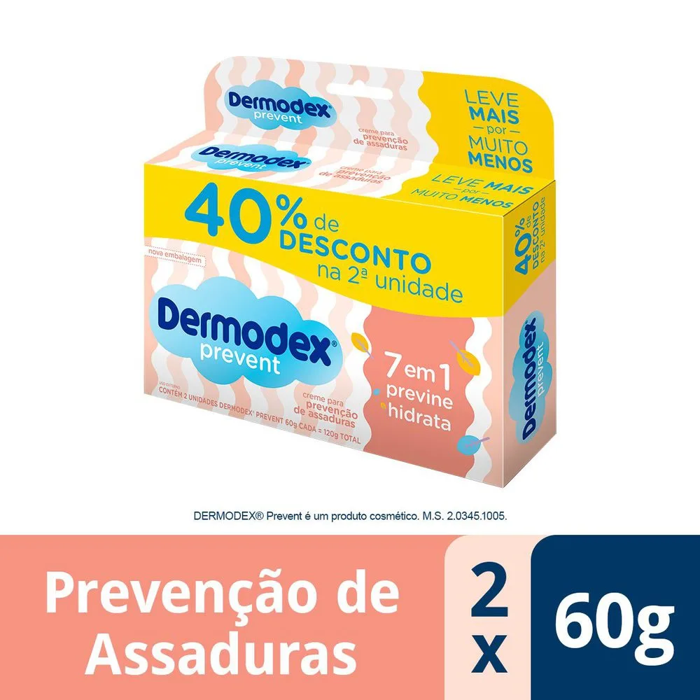 Kit Pomadas de Assadura Infantil Dermodex Prevent 60g cada 2 Uni 40% na 2ª unidade