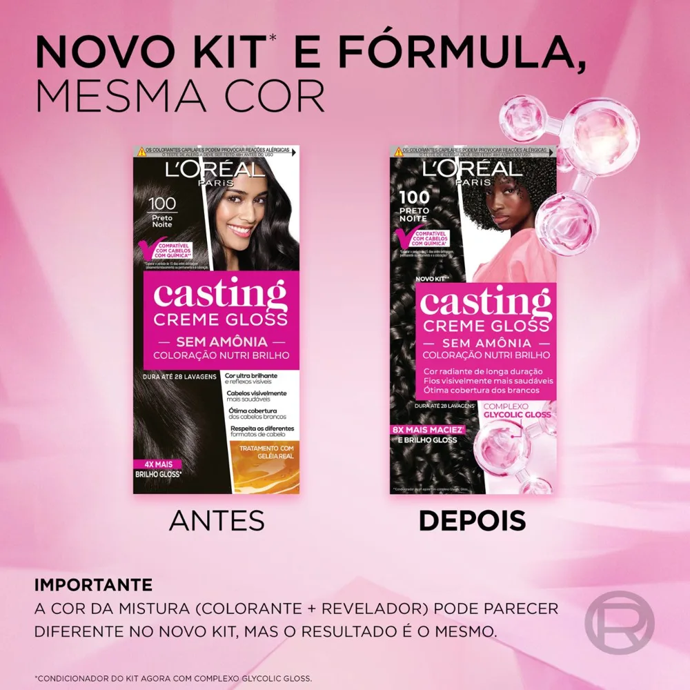 Tinta De Cabelo Casting Creme Gloss De L’oréal Paris 100 Preto Noite 246g