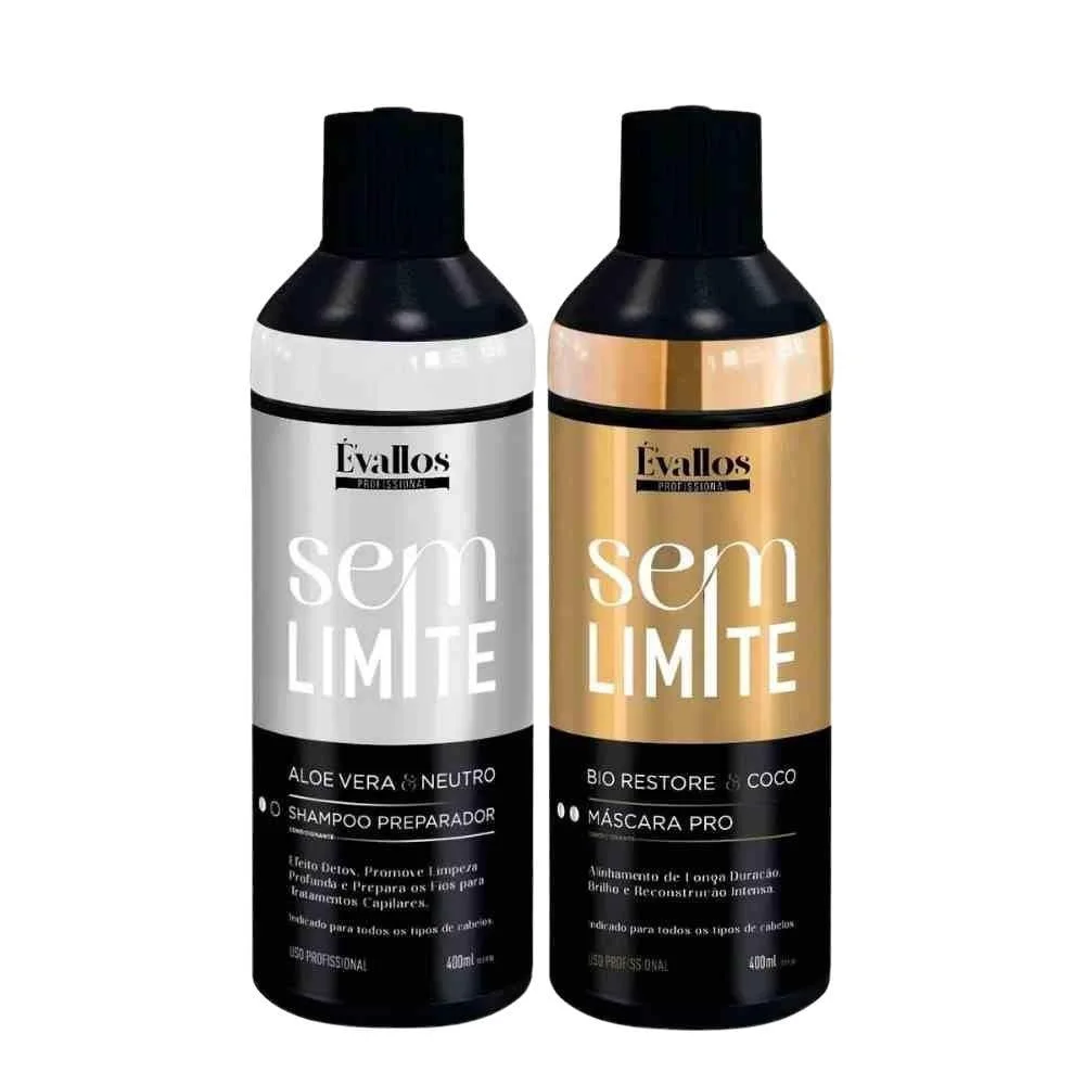 Évallos Profissional - Kit Shampoo Antirresíduo Detox + Máscara Progressiva 2x400ml