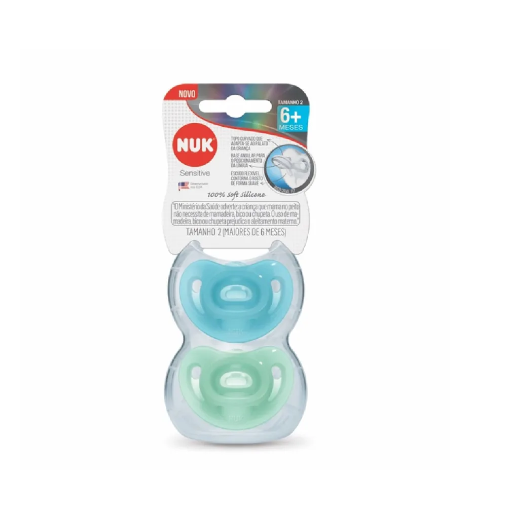 Chupeta NUK Sensitive Soft Oral Fit +6 meses 100% Silicone Azul Tamanho 2 2 Unidades