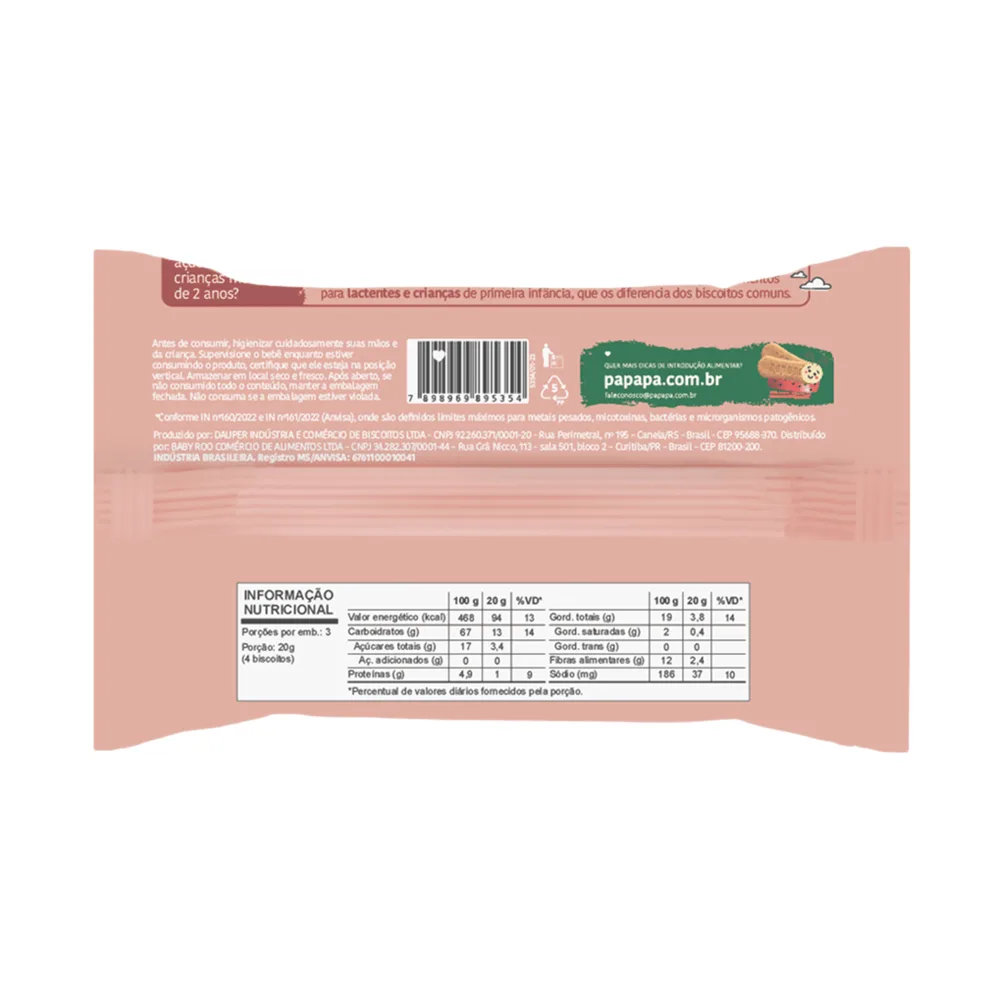 Biscoito Infantil Papapá Biscotti Sabor Maçã e Canela +10 Meses 60g
