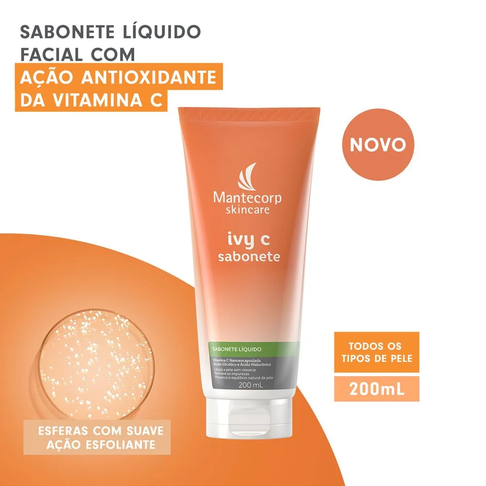 Sabonete Líquido Facial Mantecorp Skincare Ivy C Vitamina C Nanoencapsulada 200ml