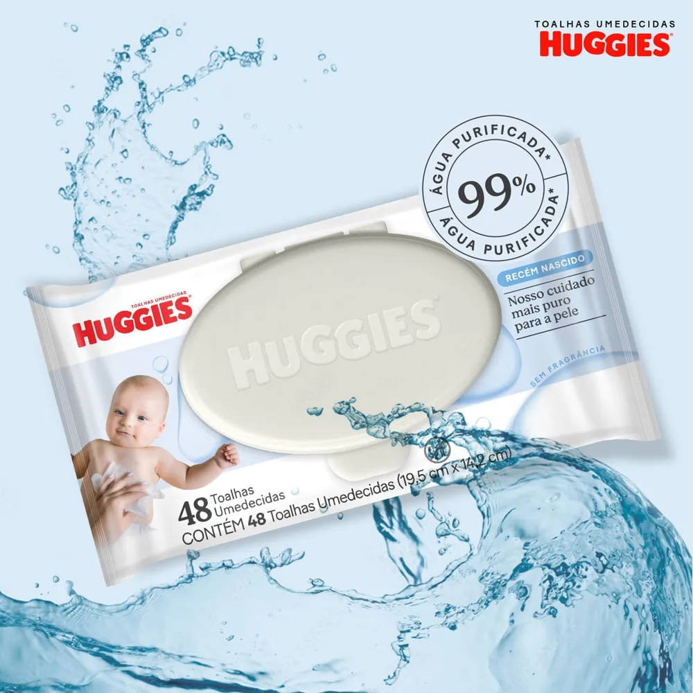 Lenços Umedecidos Huggies Recém-Nascido Sem Fragrância 192 Unidades