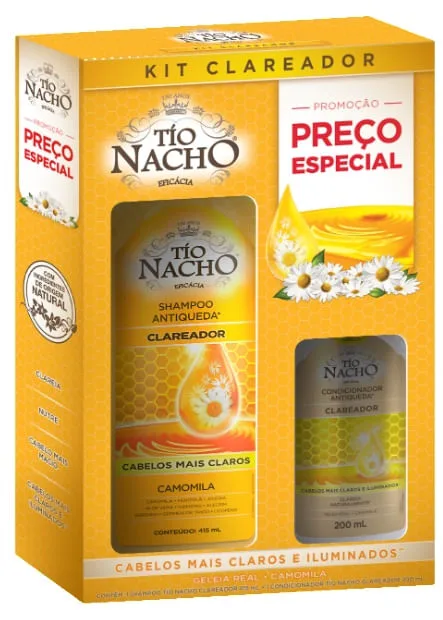Kit Shampoo Tio Nacho Clareador Antiqueda Camomila 415ml 1 Uni + Condicionador Camomila 200ml 1 Uni
