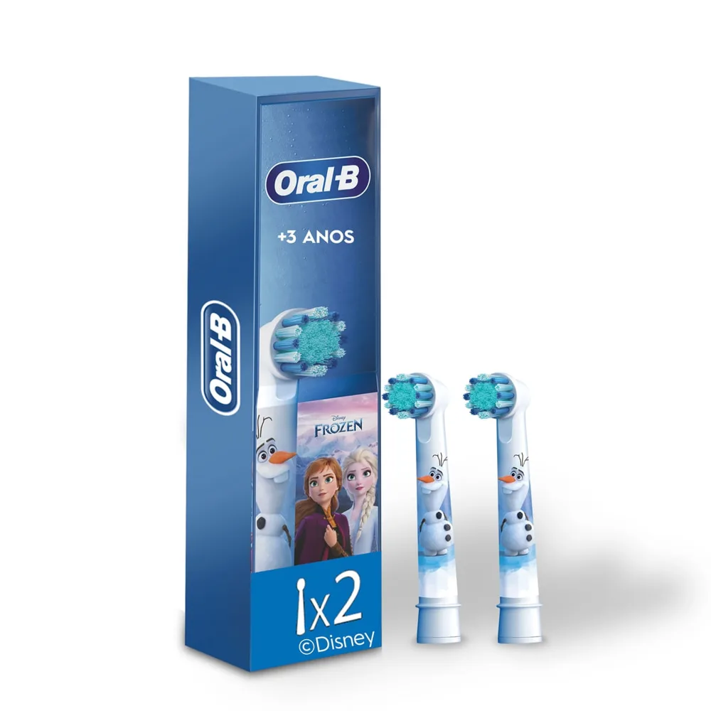 Refil Escova Dental Elétrica Infantil Oral-B Pro Kids Frozen Cerdas Macias +3 anos 2 Unidades