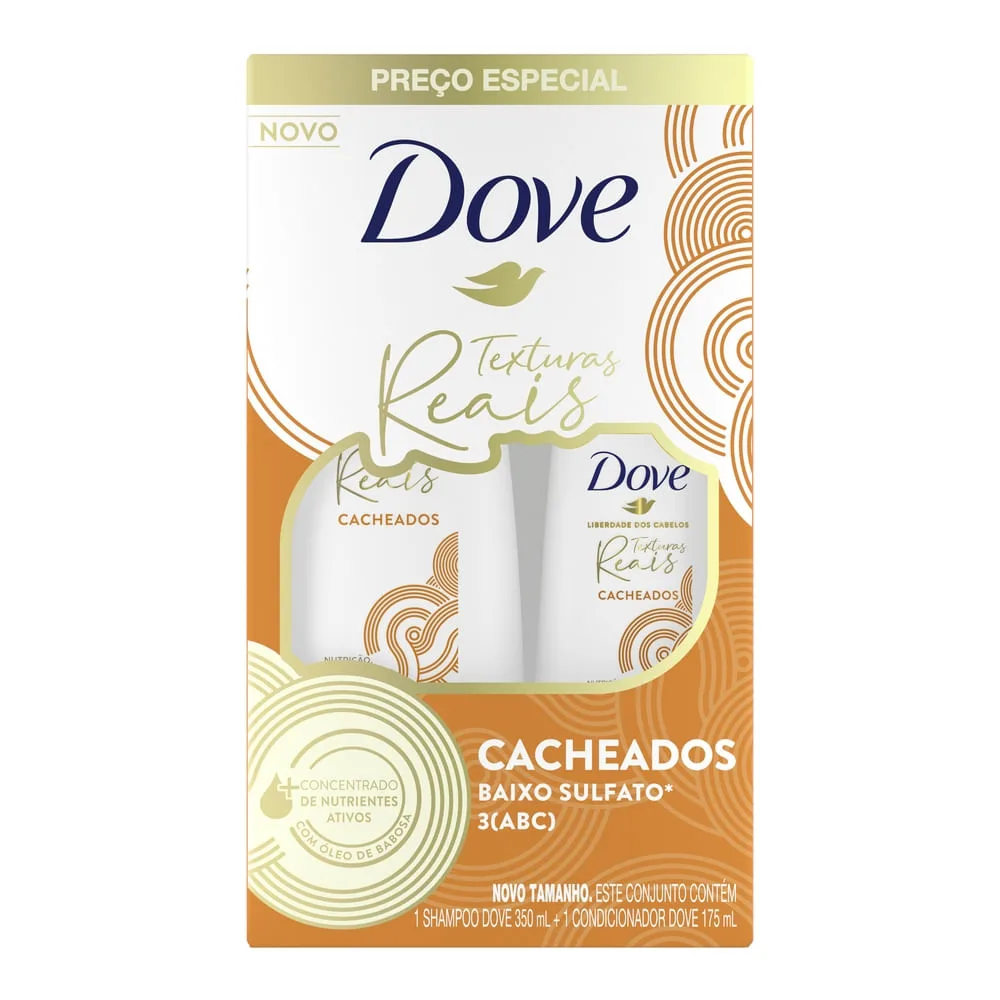 Kit Shampoo Dove Texturas Reais Cacheados 350ml 1 Unidade + Condicionador Dove Texturas Reais Cacheados 175ml 1 uni