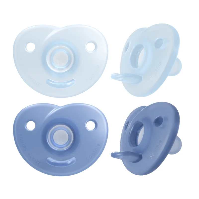 Chupeta Philips Avent Soothie Heart de 0 a 3 meses Flexível Silicone Azul 2 Unidades