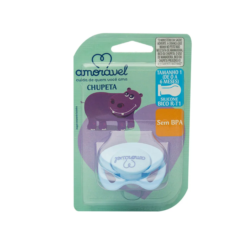Chupeta Amorável silicone Redonda Azul de 0 A 6 Meses 401101