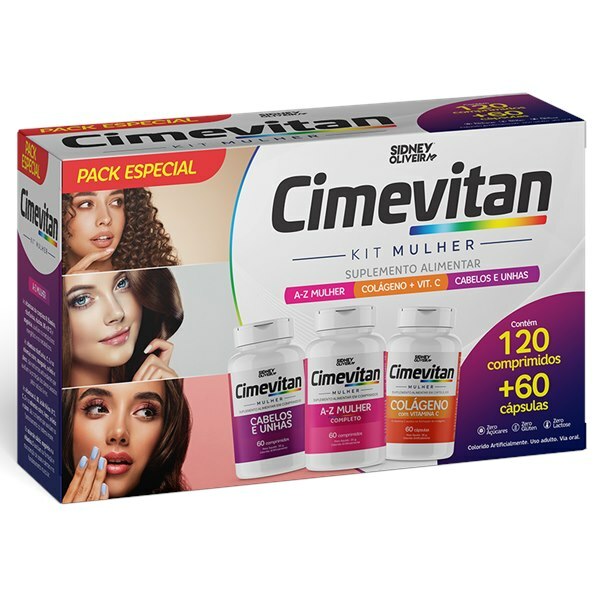Kit Cimevitan — A-Z Mulher + Cabelos & Unhas + Colágeno