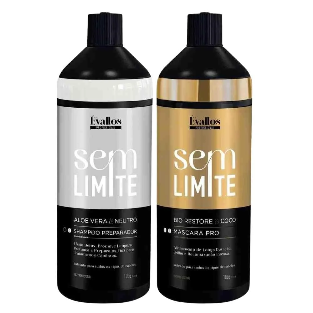 Évallos Profissional - Kit Shampoo Antirresíduo Detox + Máscara Progressiva 2x1000ml