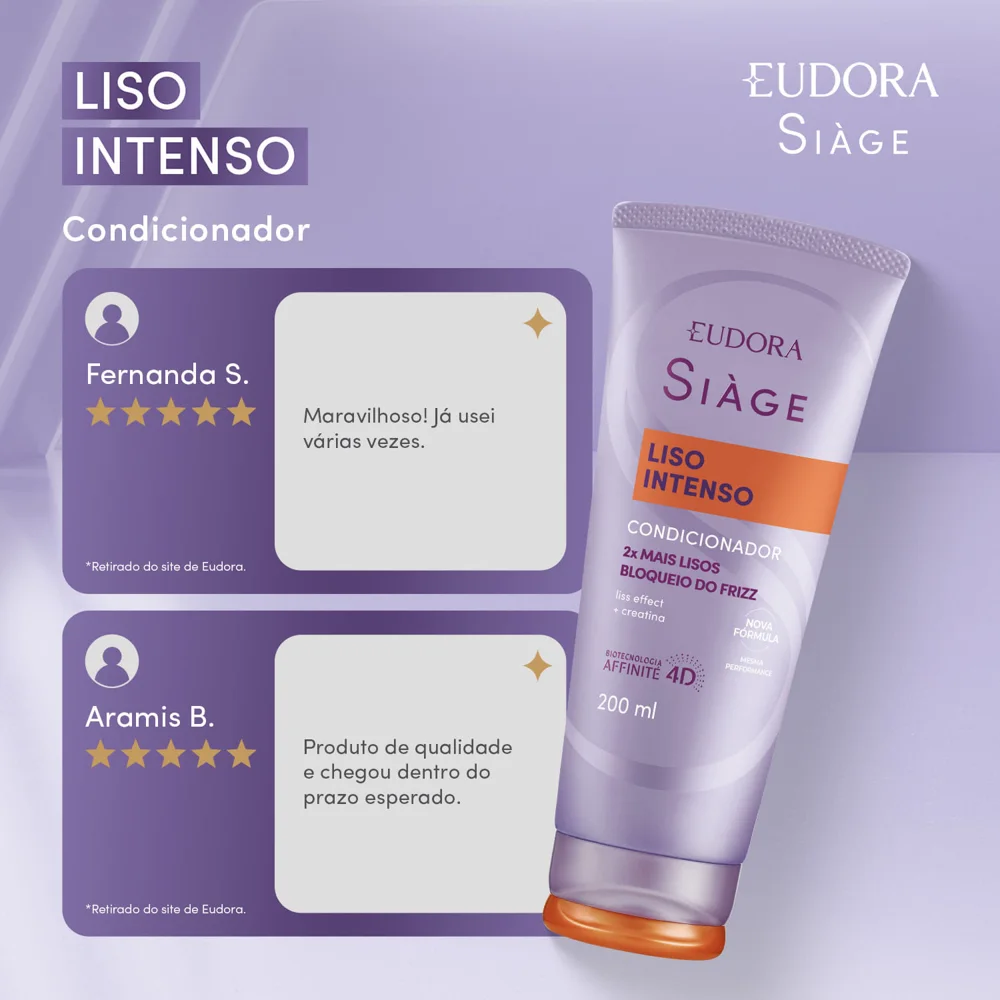 Condicionador Eudora Siàge Liso Intenso 200ml