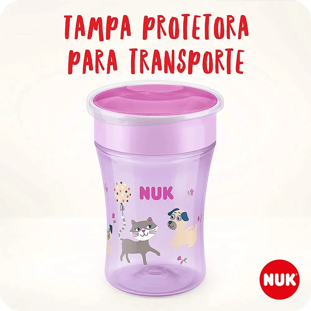 Copo de Transição NUK Evolution Magic Cup 360º +8 meses Antivazamento Rosa 230ml 1 Unidade