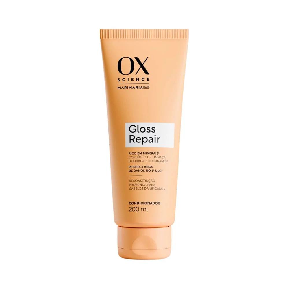 Condicionador Mari Maria Hair Ox Com Óleo De Linhaça Dourada E Niacinamida Science Gloss Repair 200ml