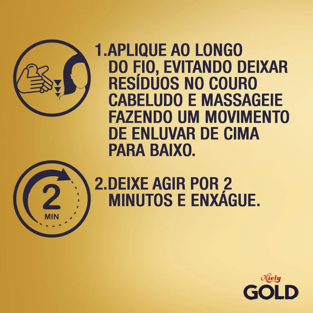 Kit Shampoo Niely Gold Liso Pleno 275ml 1 Unidade + Condicionador Niely Gold Liso Pleno 175ml 1 Unidade