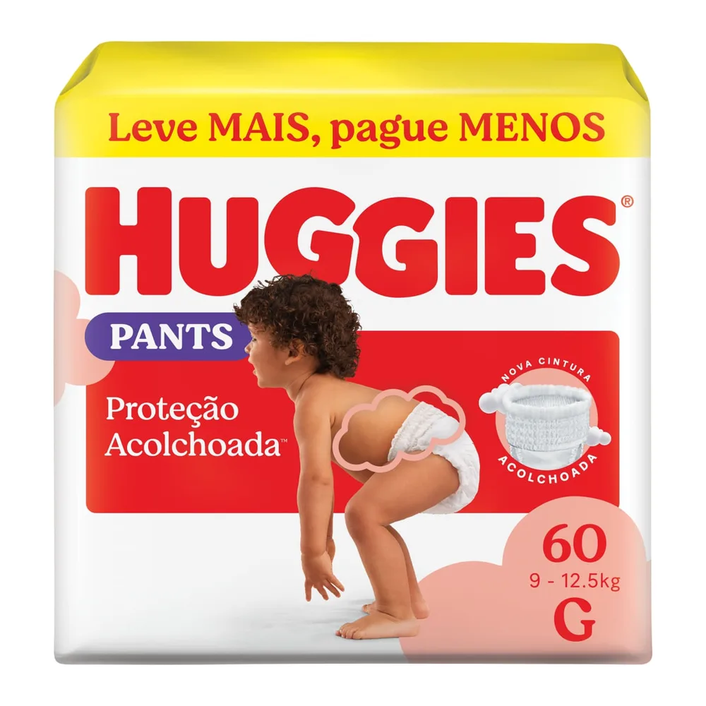 Fralda Pants Huggies Proteção Acolchoada G 60 unidades