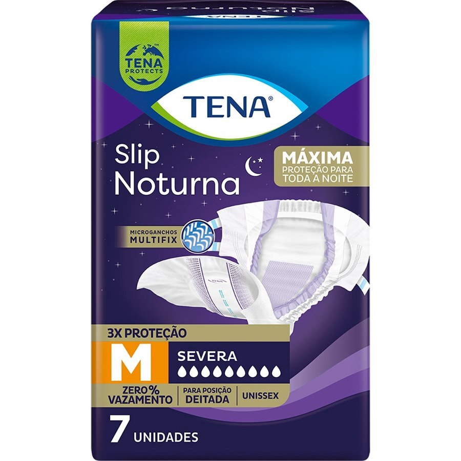 Fralda Geriátrica Unissex Tena Slip Noturna M - 7 Unidades