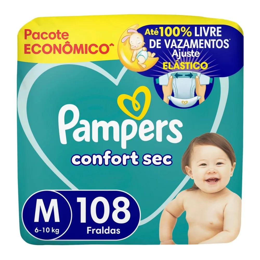 Fralda Pampers Confort Sec M 108 Unidades