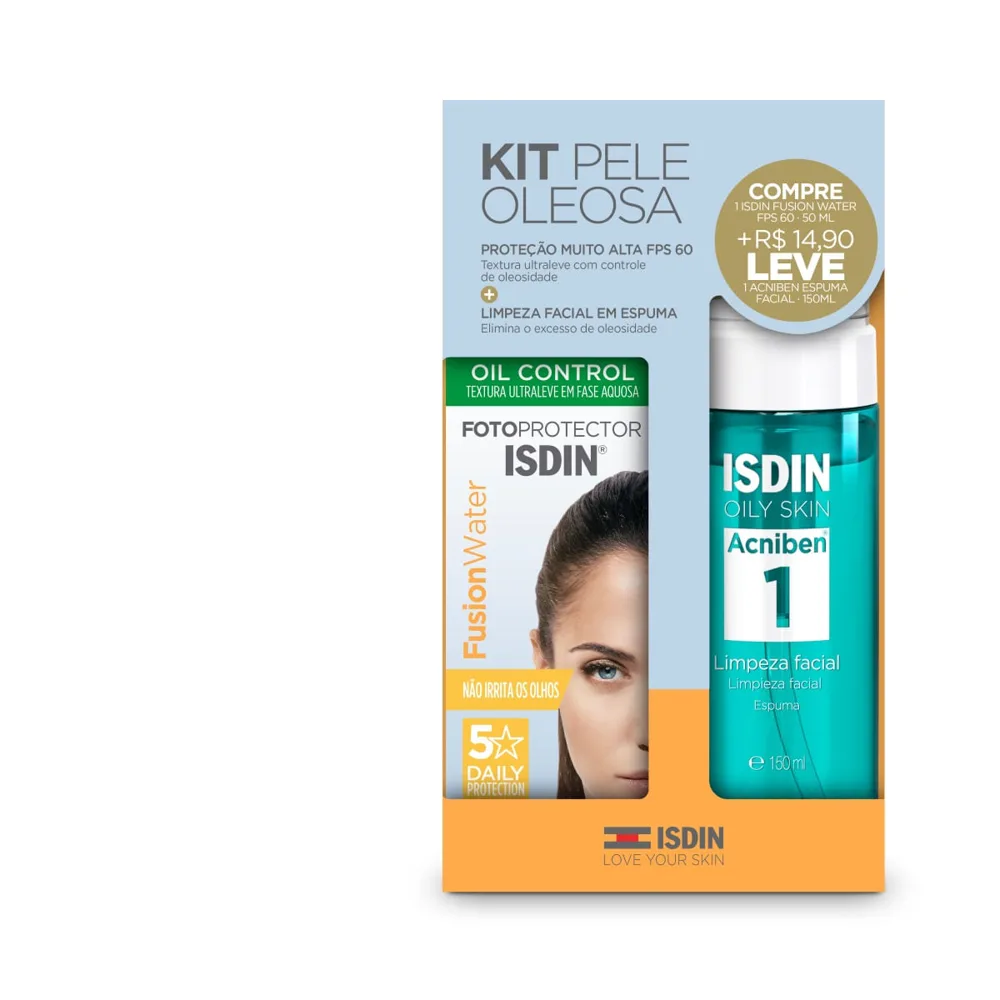 Kit Pele Oleosa Isdin Fusion Waater 50ml + Acniben Espuma 150ml