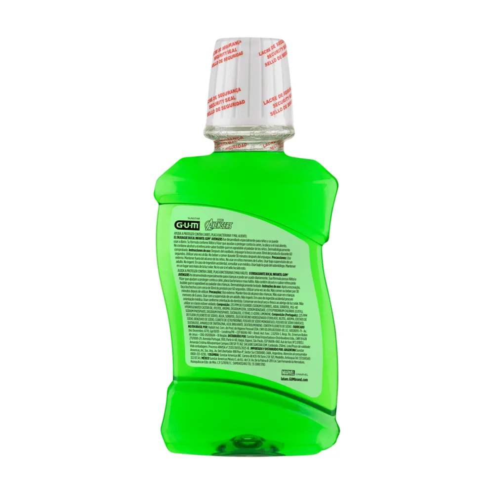 Enxaguante Bucal Infantil Sunstar Avengers Zero Álcool +6 anos Sabor Bubble GUM 250ml