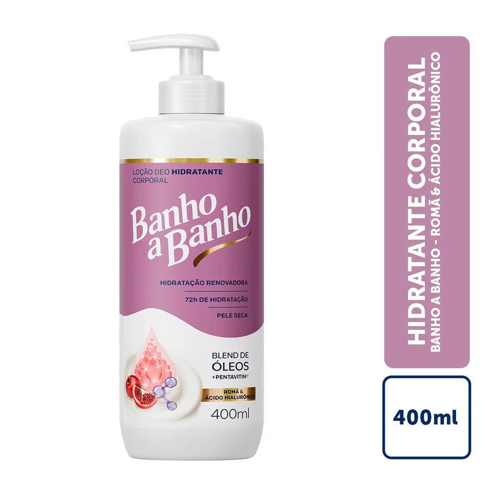 Deo-Hidratante Loção Banho A Banho Romã E Ácido Hialurônico Blend De Óleos E Pentavitin 72h 400ml