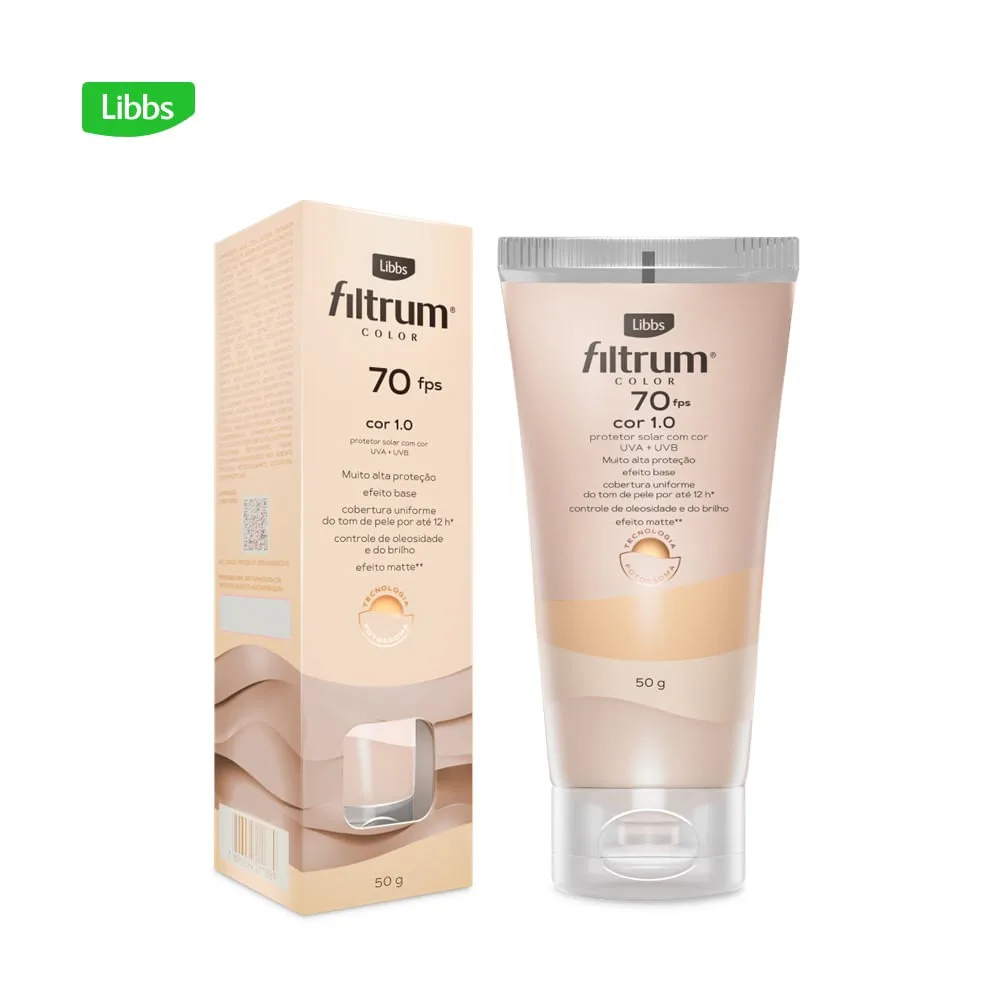 Protetor Solar Facial Filtrum Color FPS70 Cor 1.0 50g