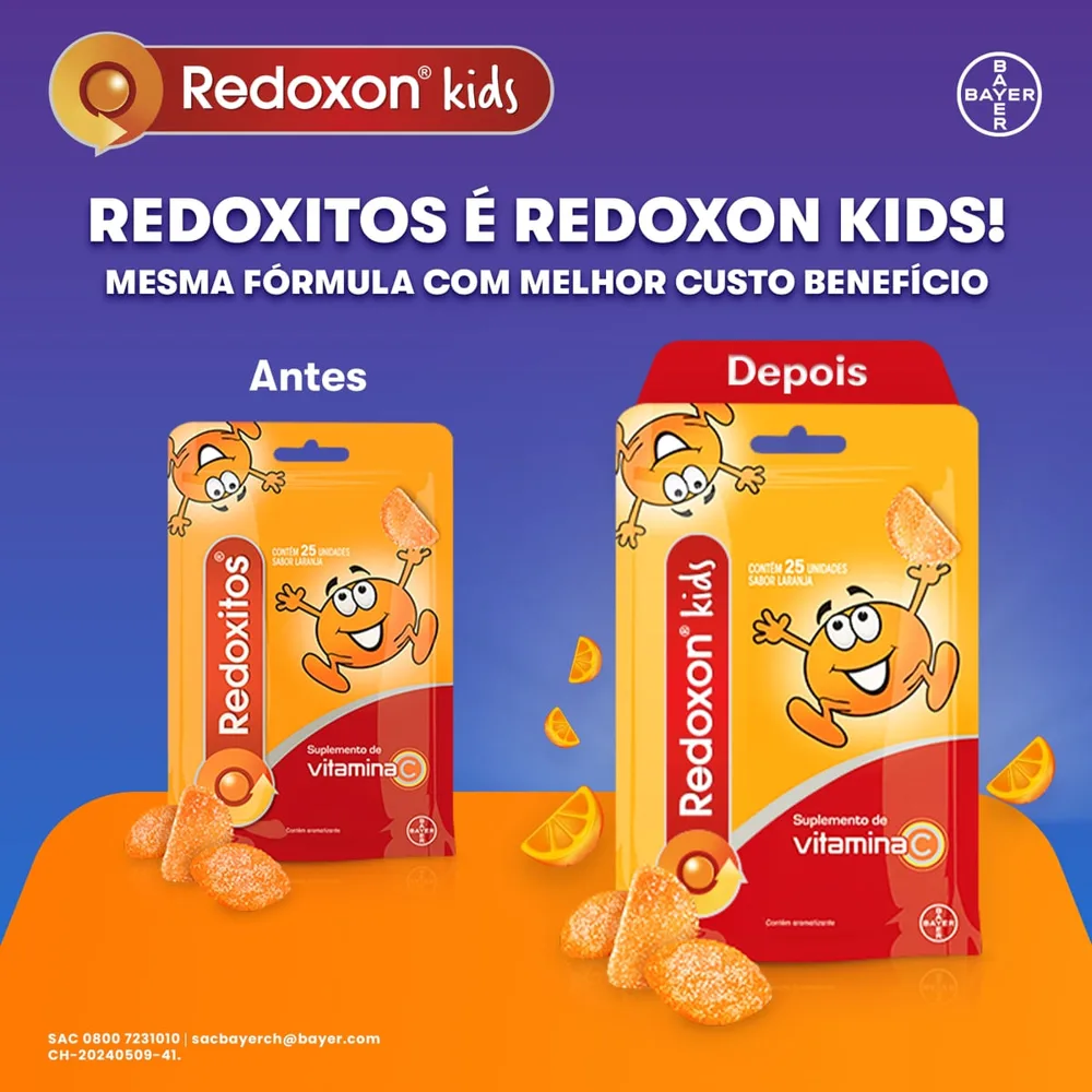 Redoxon Kids Vitamina Infantil Sabor Laranja 25 Gomas
