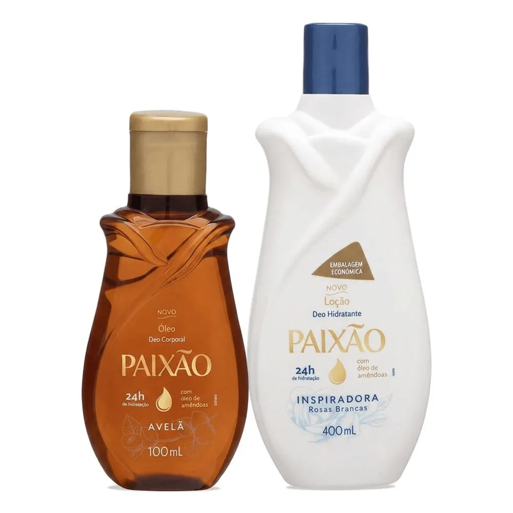 Kit Paixão Hidratação Corporal Loção Hidratante Inspiradora 400ml + Óleo Corporal Amêndoas e Avelã 100ml