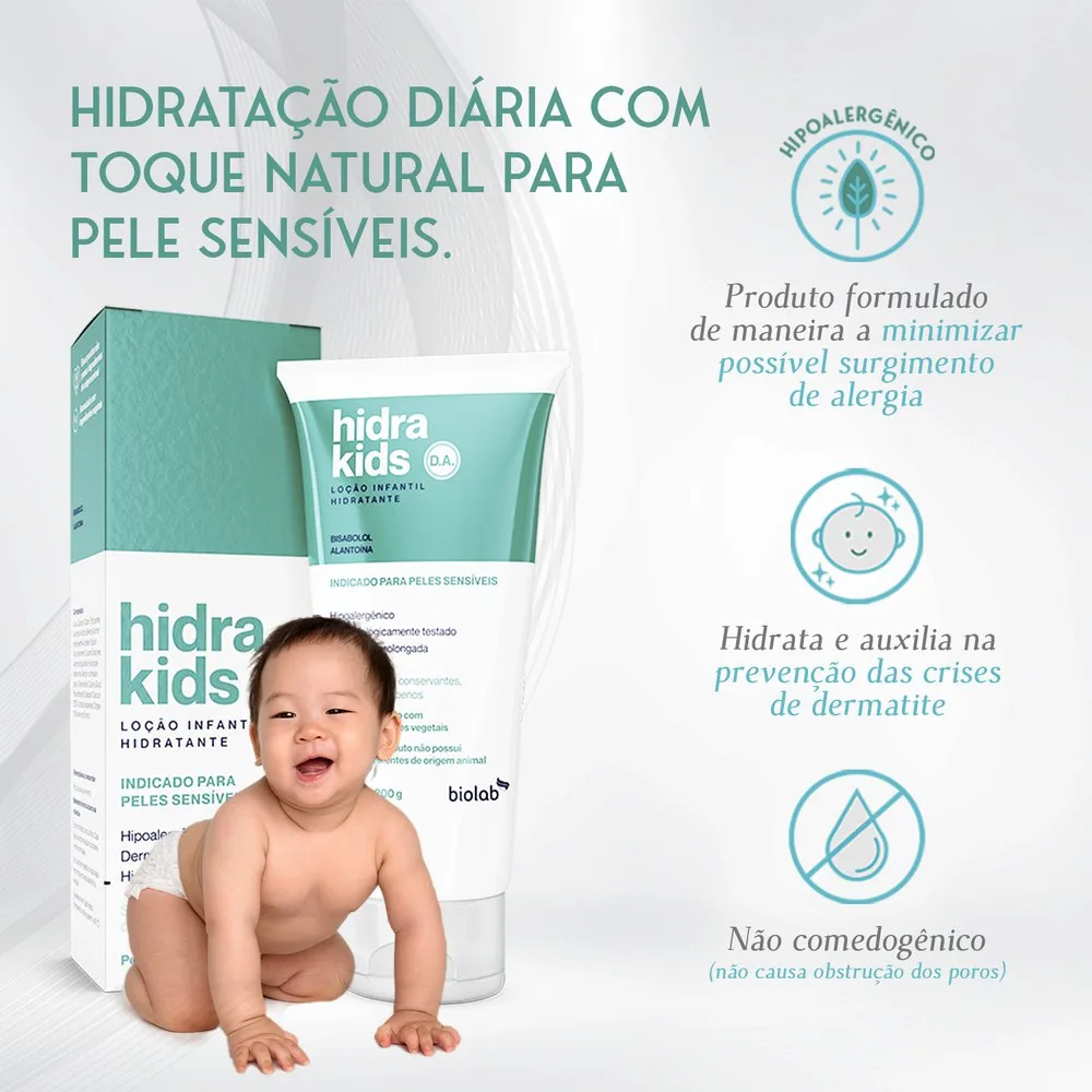 Loção Hidratante Infantil Hidra Kids D.A. Calmante com Aloe Vera 200g