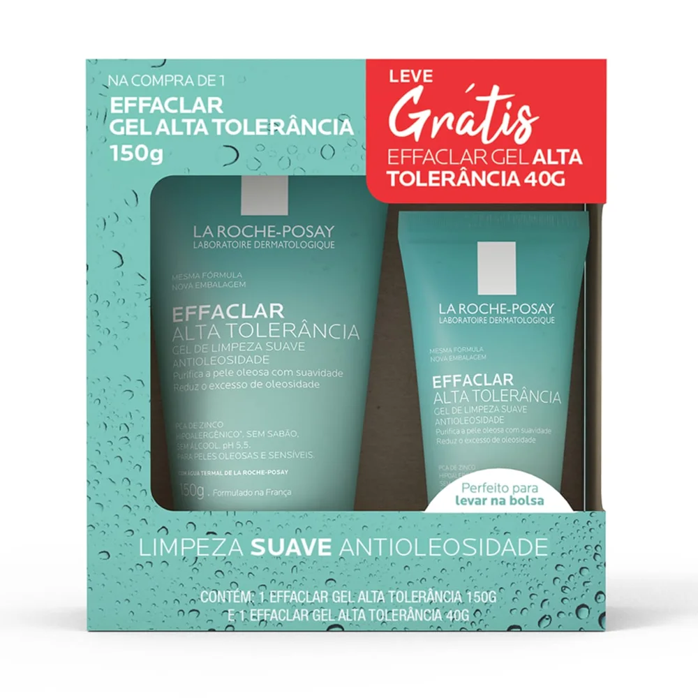 Kit Gel de Limpeza Facial La Roche-Posay Effaclar Alta Tolerância 150g 1 Uni + Gel de Limpeza Facial La Roche-Posay Effaclar Alta Tolerância 40g 1 Um