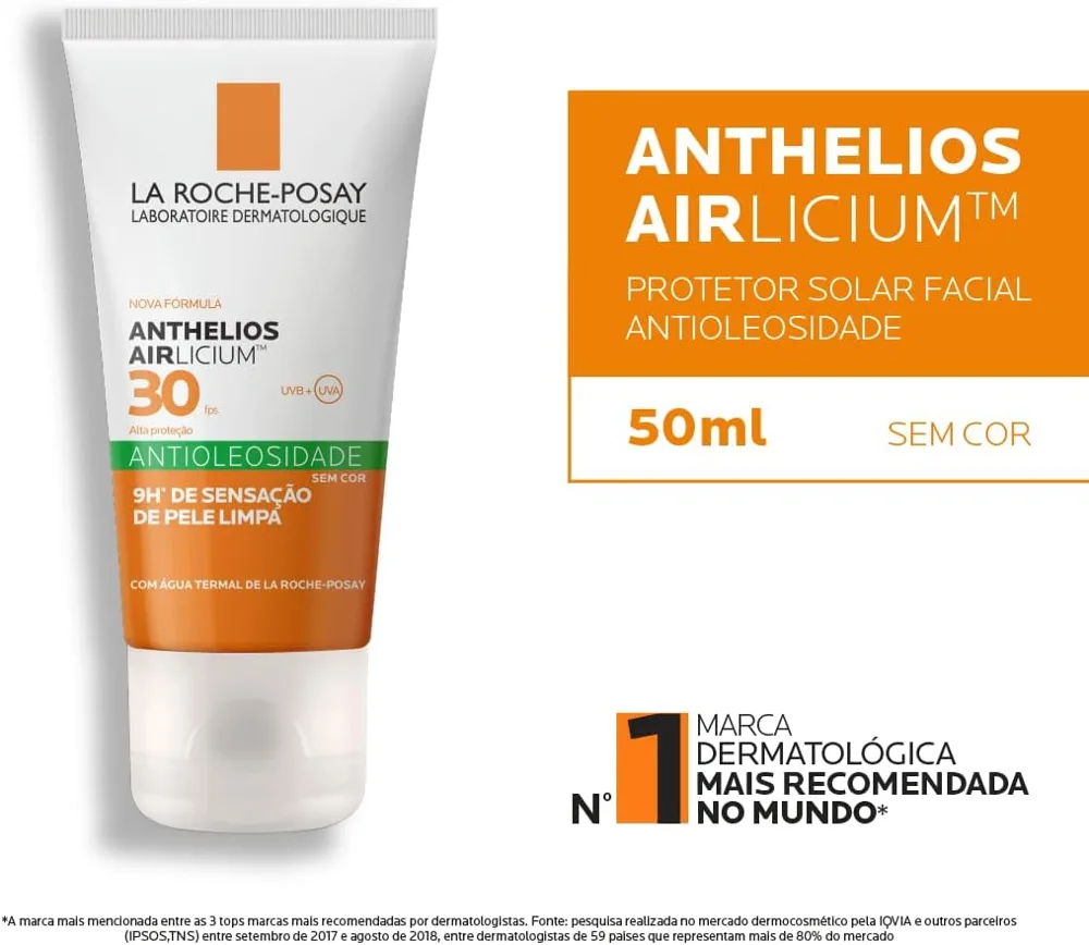 Protetor Solar Facial La Roche-Posay Anthelios Airlicium FPS30 Antioleosidade Sem Cor 50g