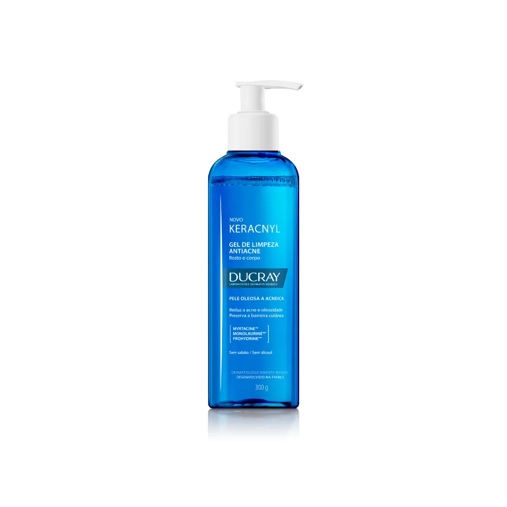 Gel de Limpeza Ducray Keracnyl Antiacne para Corpo e Rosto 300g