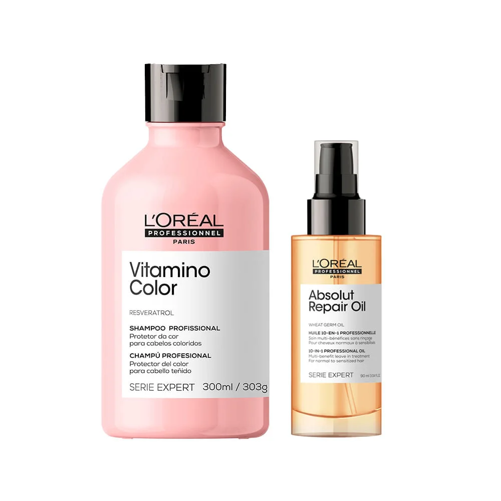 Kit Óleo 90ml + Shampoo 300ml - L'Oréal Professionnel - Serie Expert Absolut Repair Gold Quinoa + Vitamino Color