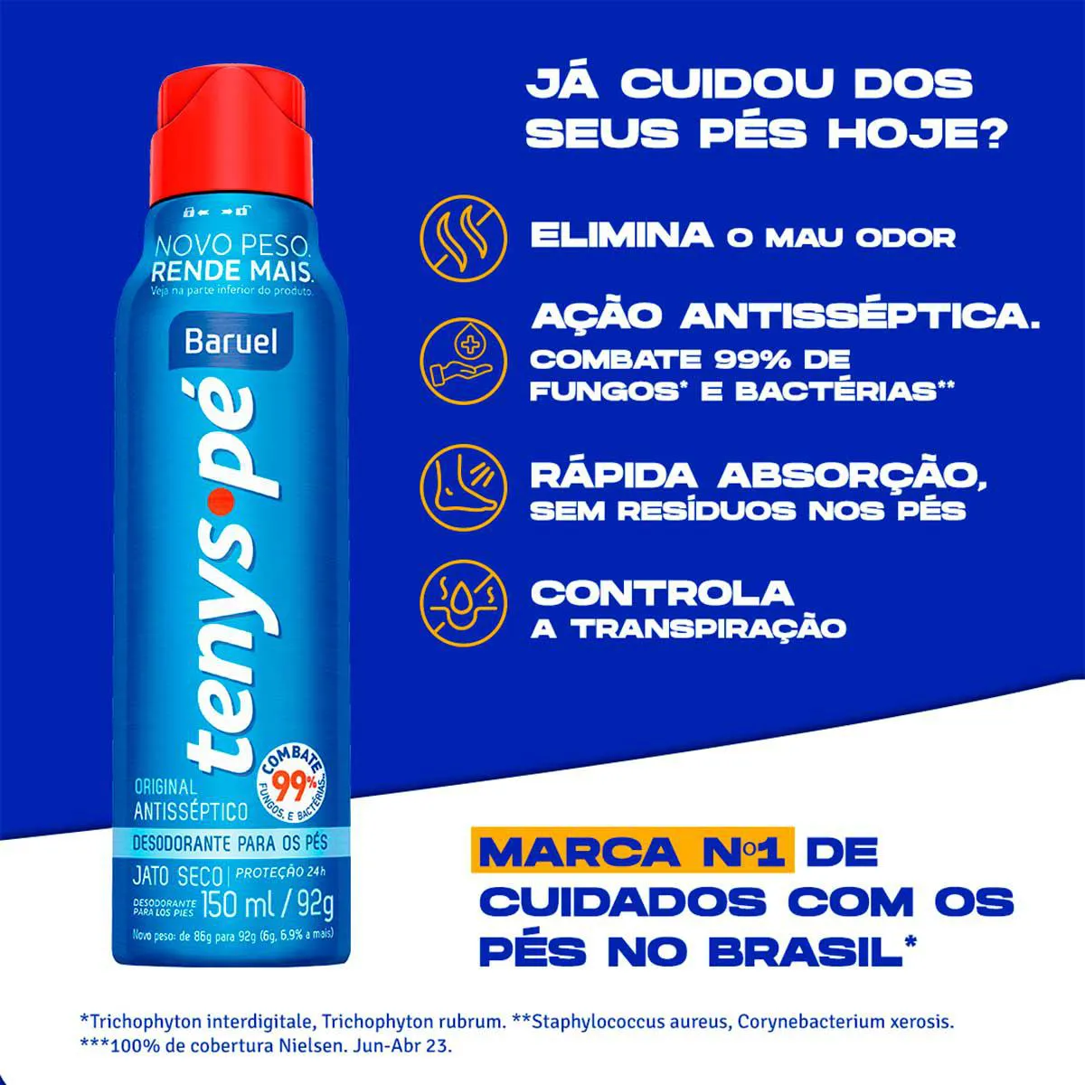 Tenys Pé Baruel Jato Seco Original Desodorante para Pés 150ml