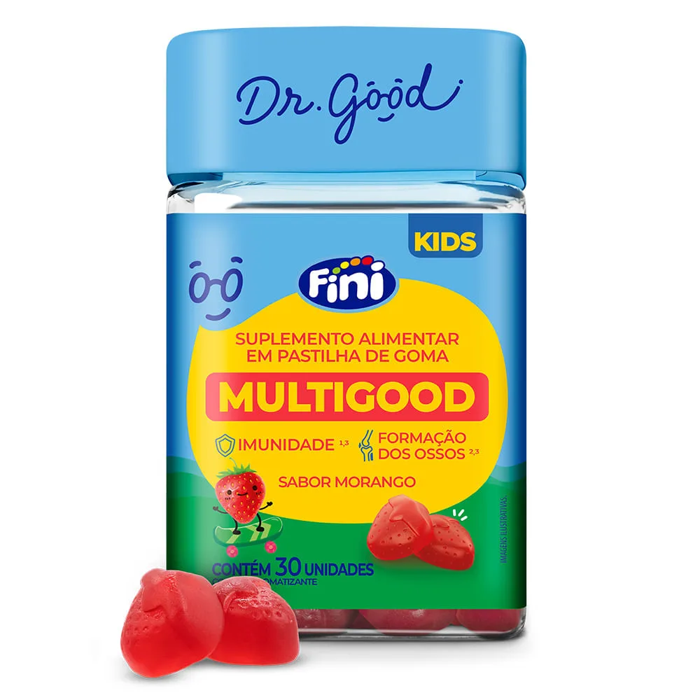 Multigood Dr. Good Kids Sabor Morango 30 Gomas Mastigáveis