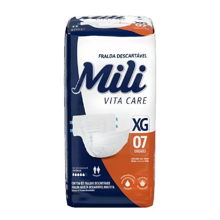 Fralda Descartável Adulto Mili Vita Care Xg - 7 Unidades