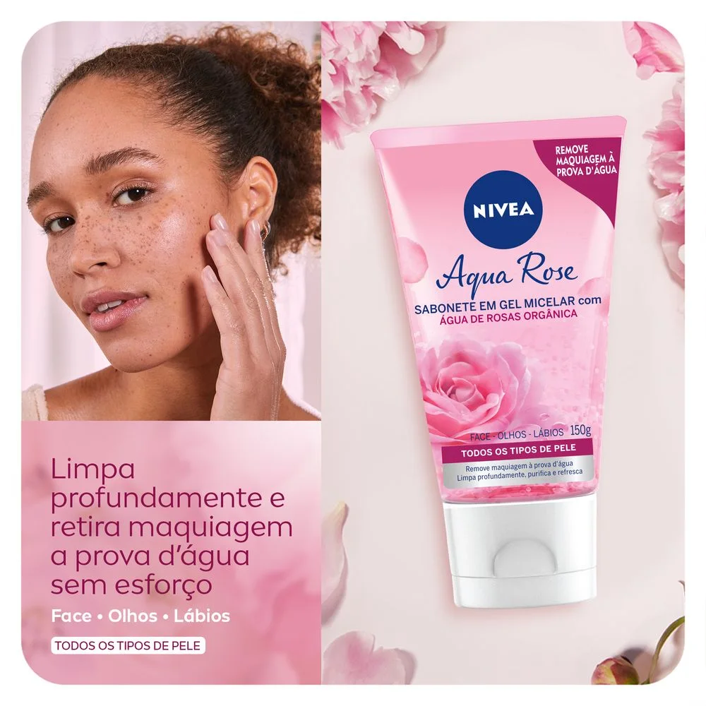 Sabonete em Gel Facial Nivea Aqua Rose 150ml