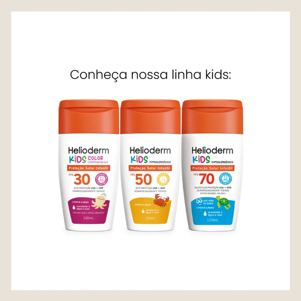 Protetor Solar Helioderm Suncare Kids FPS50 Resistente à Água 120ml