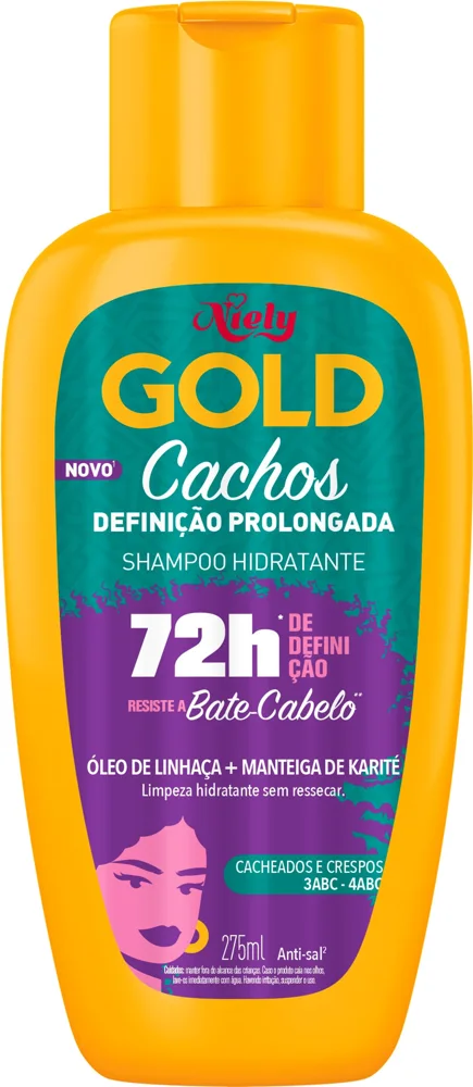Shampoo Niely Gold Cachos Definição Prolongada 72h 275ml