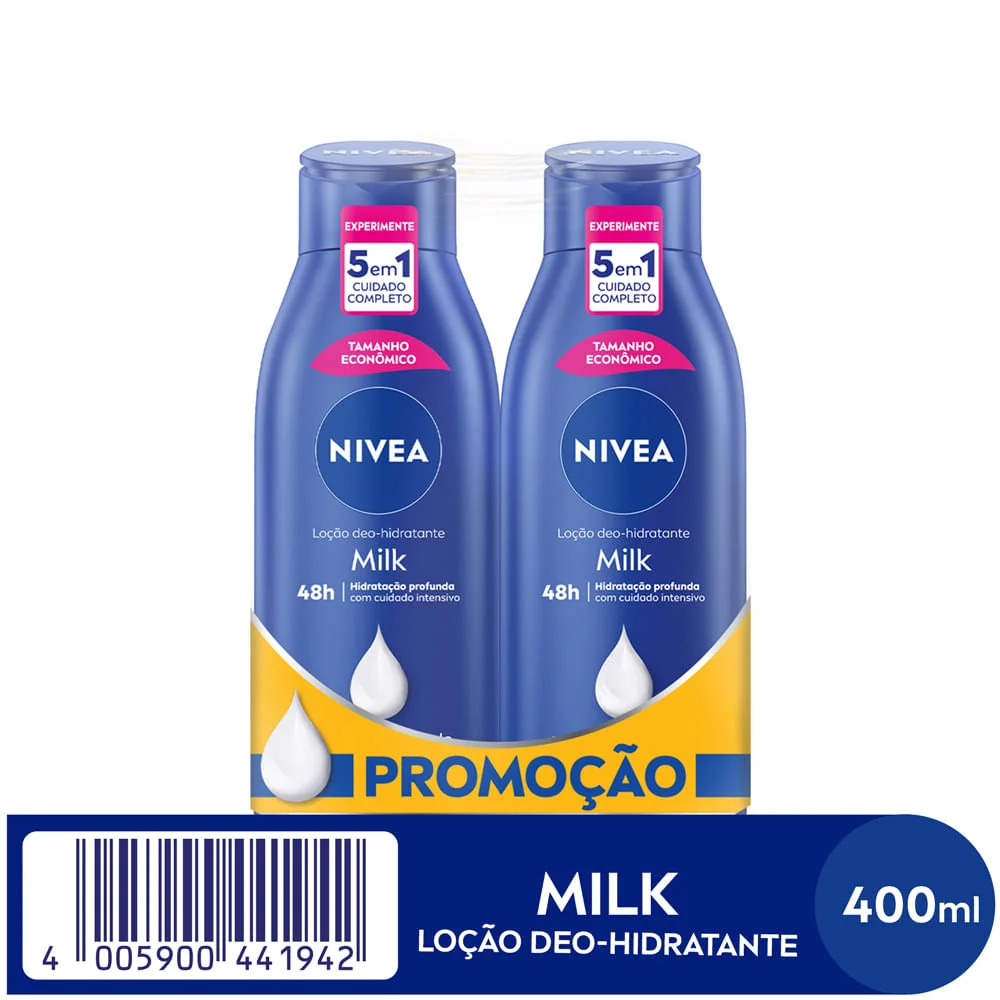 Kit Loção Hidratante Nivea Milk 400ml 2 Unidades