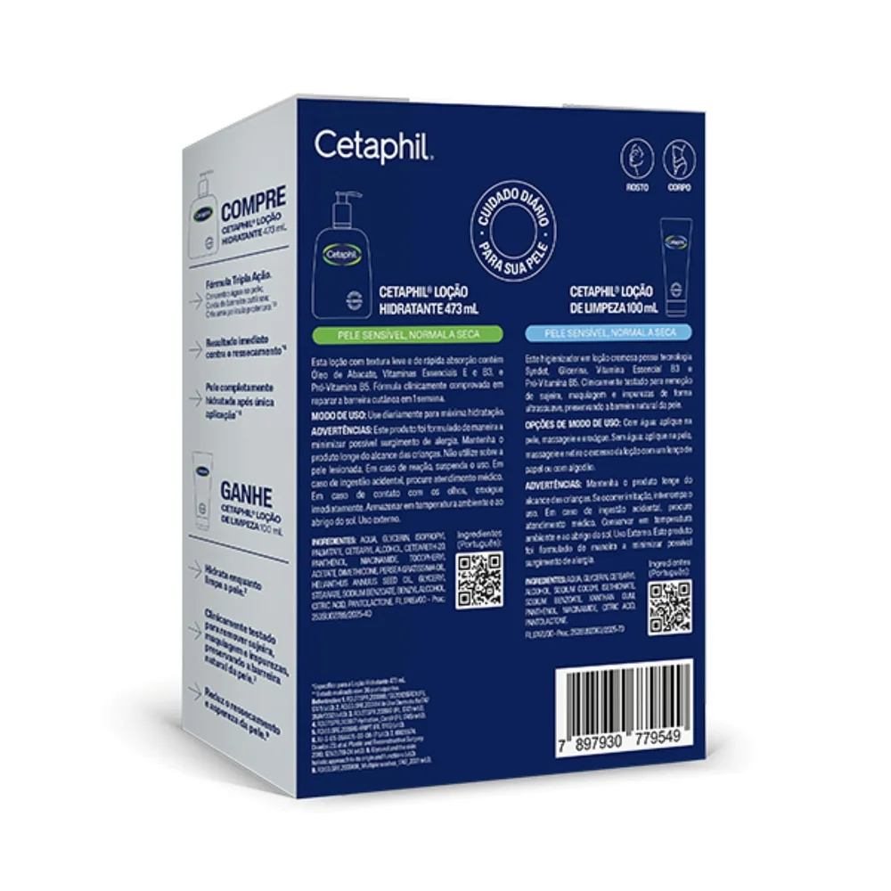Kit Hidratação Corporal Cetaphil Loção Hidratante 473ml + Loção De Limpeza 100ml