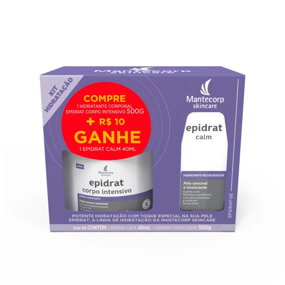 Kit Mantecorp Skincare Creme Hidratante Corporal Epidrat Intensivo 500g + Hidratante Restaurador Calm 40ml