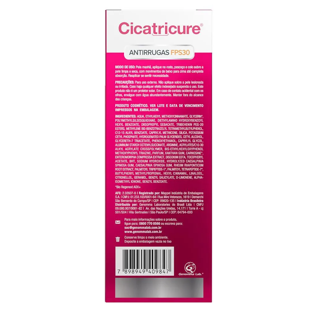Creme Facial Cicatricure Antissinais FPS 30 50g