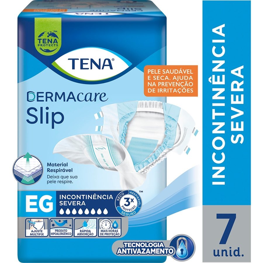 Fralda Geriátrica Unissex Tena Dermacare Slip Eg - 7 Unidades