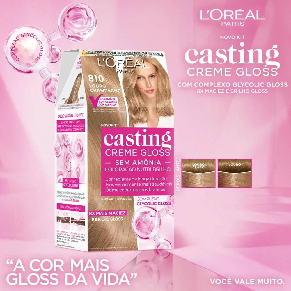 Tinta De Cabelo Casting Creme Gloss De L’oréal Paris 810 Louro Champagne 246g