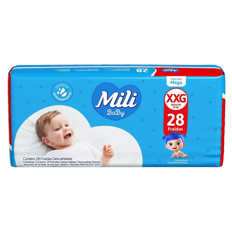 Fralda Mili Baby Mega Xxg - 28 Unidades