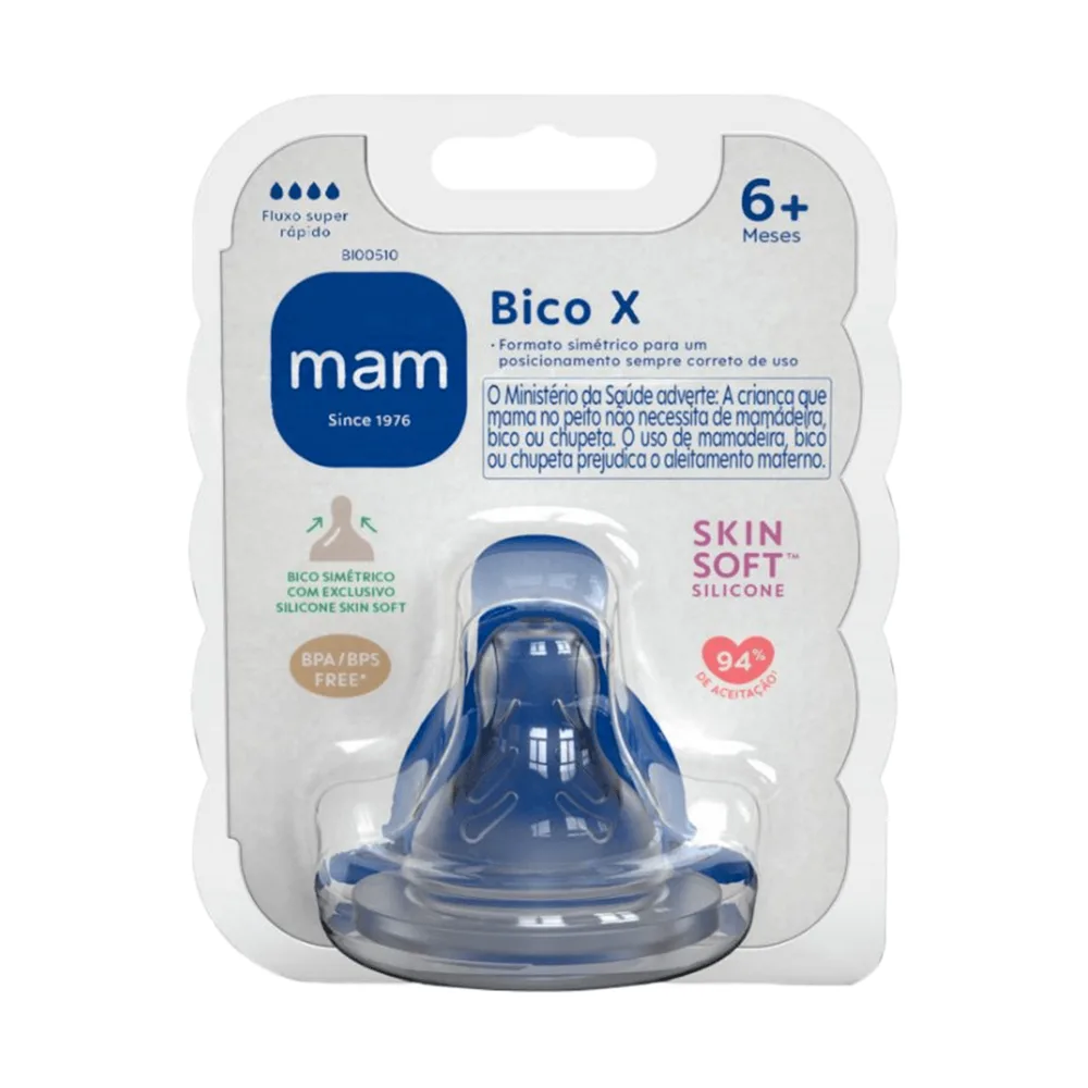 Bico para Mamadeira MAM Ortodôntico Fluxo Super Rápido Sem BPA +6 meses 1 Unidade