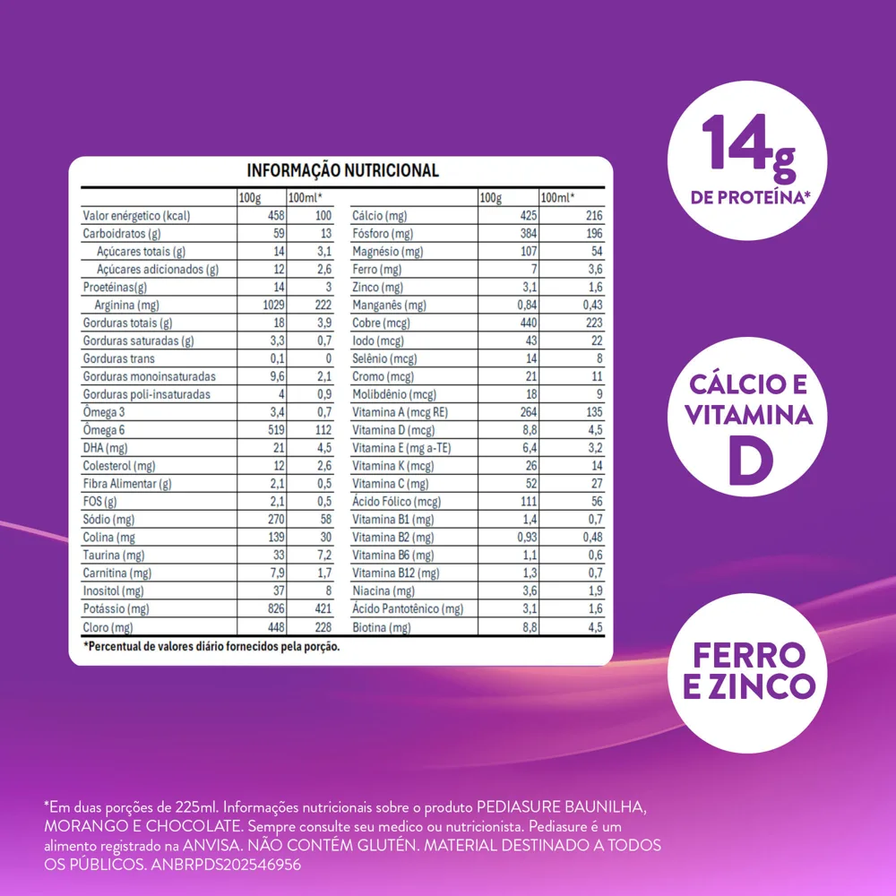 Suplemento Alimentar Infantil PediaSure Complete Sabor Chocolate +4 anos 850g