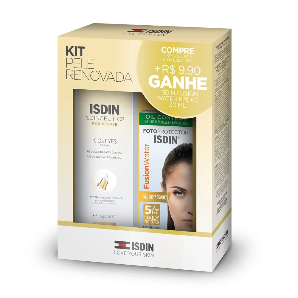 Kit Creme para Olhos ISDIN ISDINceutics K-Ox Eyes 15g 1 Unidade + Protetor Solar Facial ISDIN Fusion Water FPS60 30ml 1 Unidade