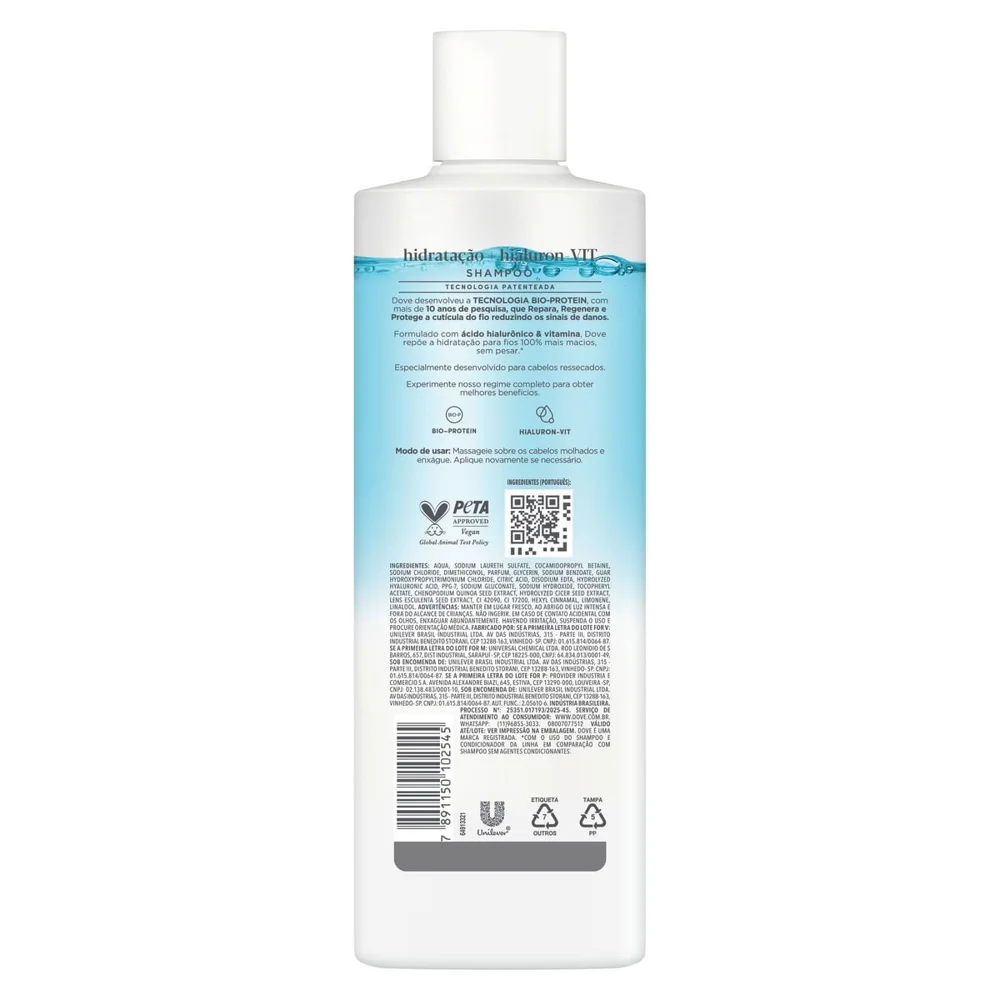 Shampoo Dove Hidratação + Hialuron-Vit 370ml