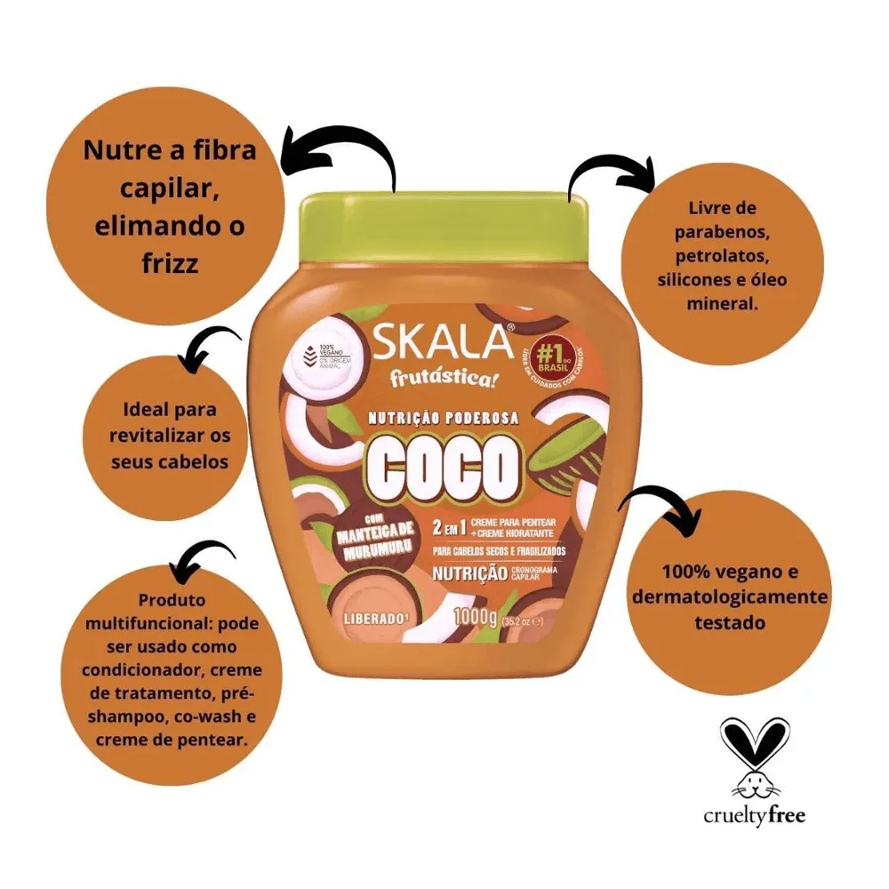 Creme de Tratamento Capilar Skala Frutástica Coco 2 em 1 1Kg